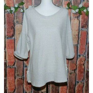 Robert Louis Ladies Tan 3/4 Cuffed Sleeve Sweater Top Size L Stretch
